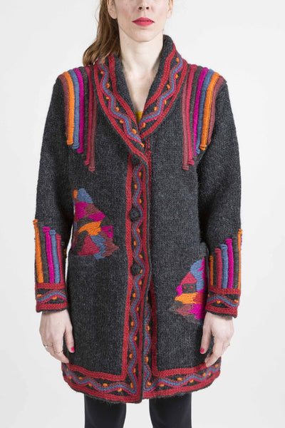 Long Cardigan with Rich Color Embroidery - 3725