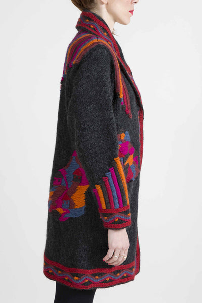 Long Cardigan with Rich Color Embroidery - 3725