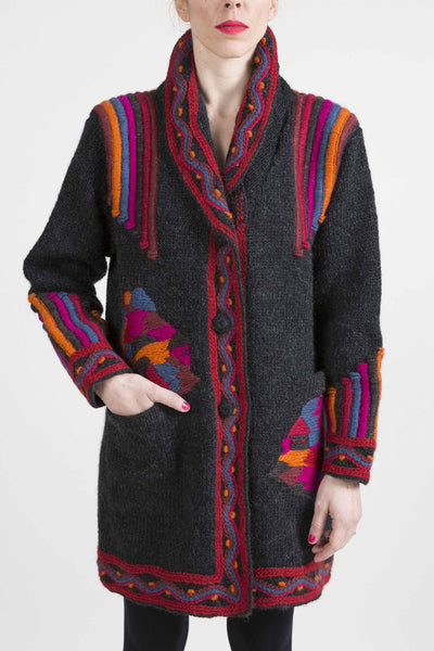 Long Cardigan with Rich Color Embroidery - 3725