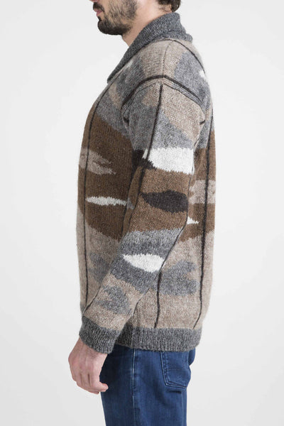 Shawl-Collar Multi Color Sweater - 4298