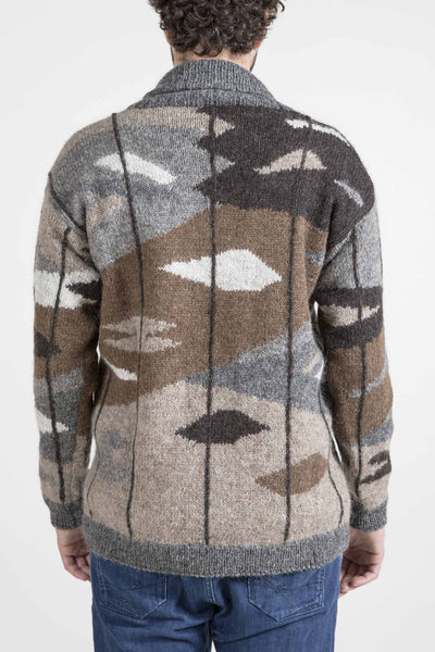 Shawl-Collar Multi Color Sweater - 4298