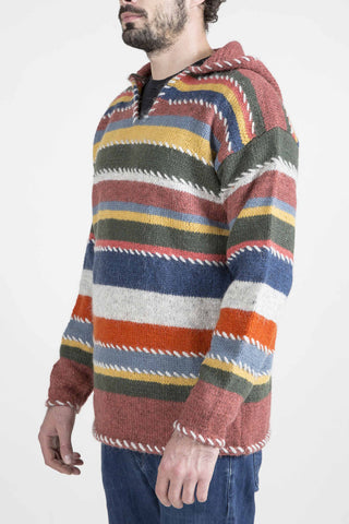 Multi-color Striped Sweater with Hood - 4600