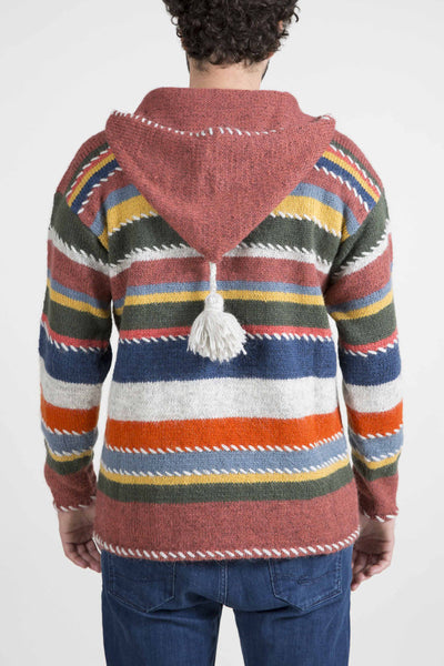 Multi-color Striped Sweater with Hood - 4600