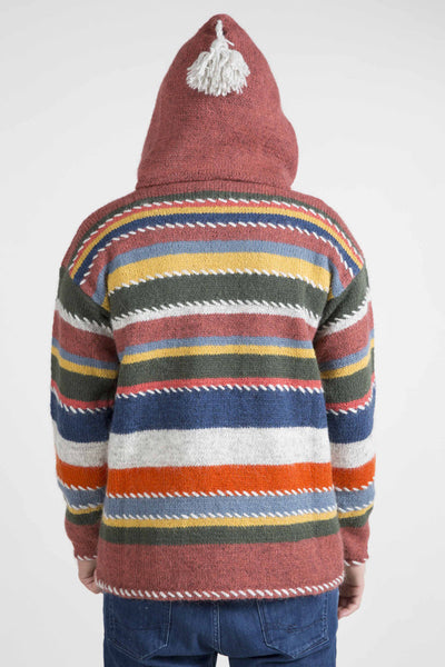 Multi-color Striped Sweater with Hood - 4600