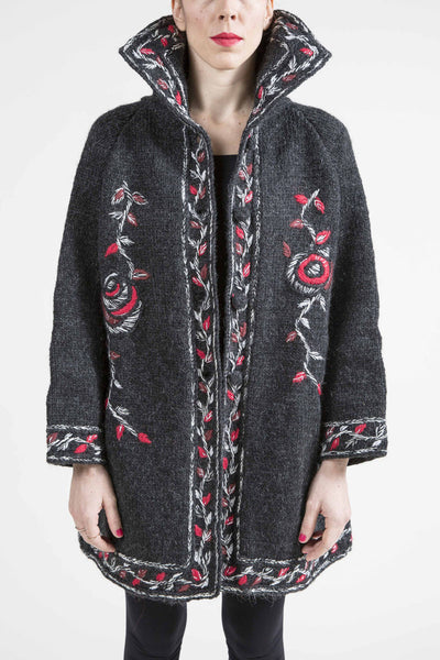 Relaxed Fit Jacket with Floral Embroidery - 2712/420
